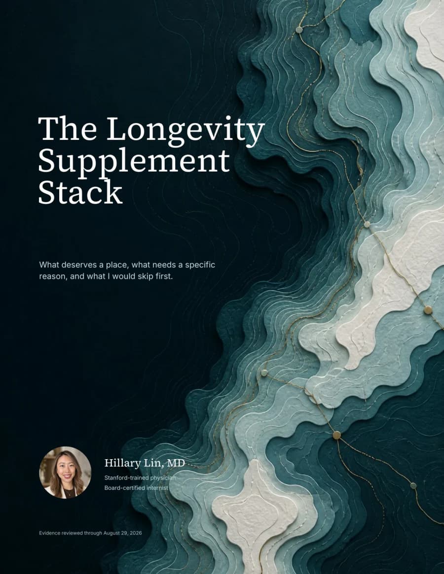 Cover of The Longevity Supplement Stack by Hillary Lin, MD