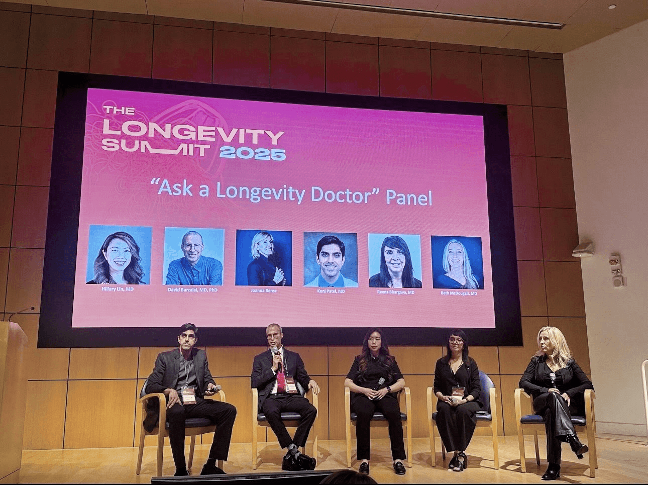 Hillary Lin, MD seated on the Ask a Longevity Doctor panel at the Buck Institute