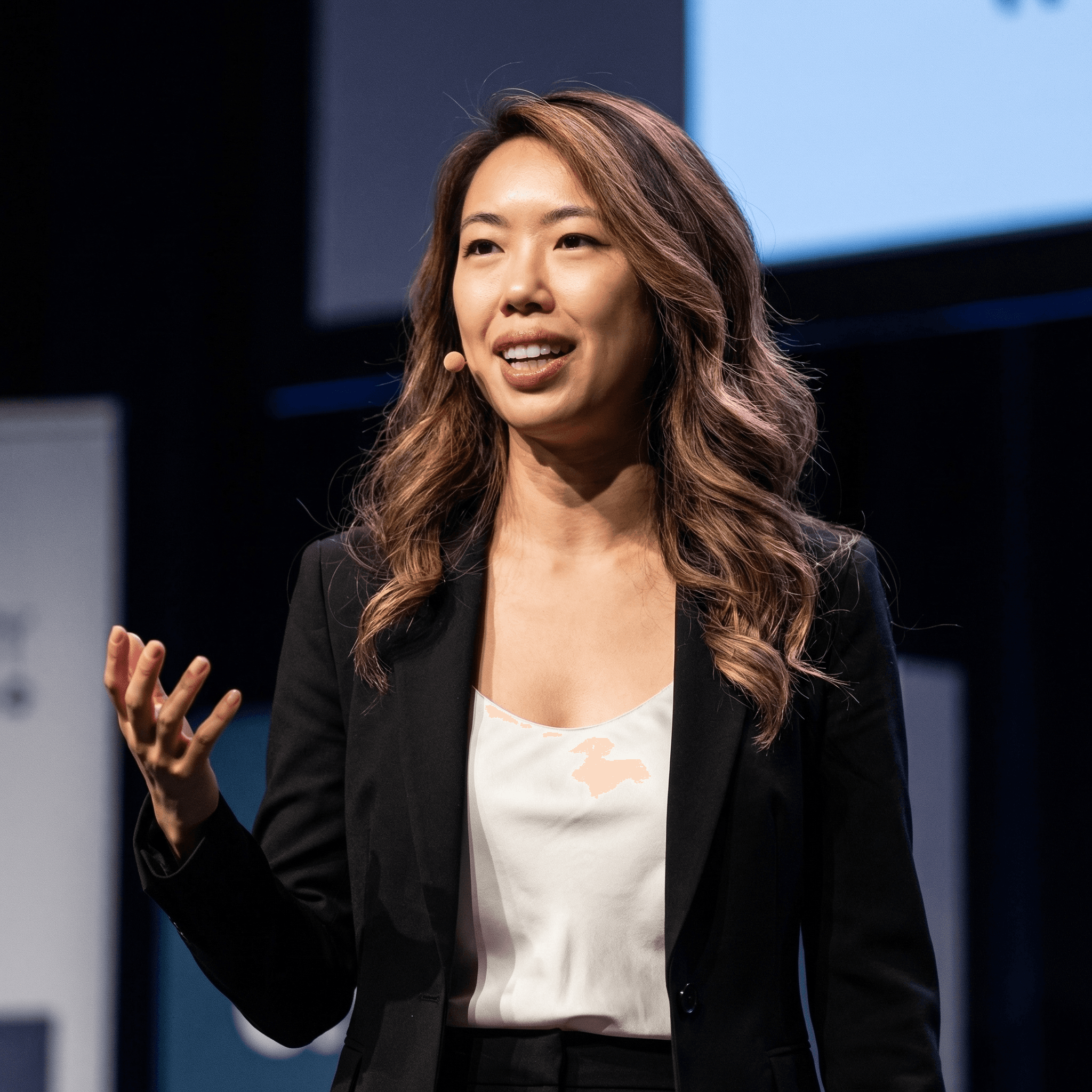 Hillary Lin speaking at a conference
