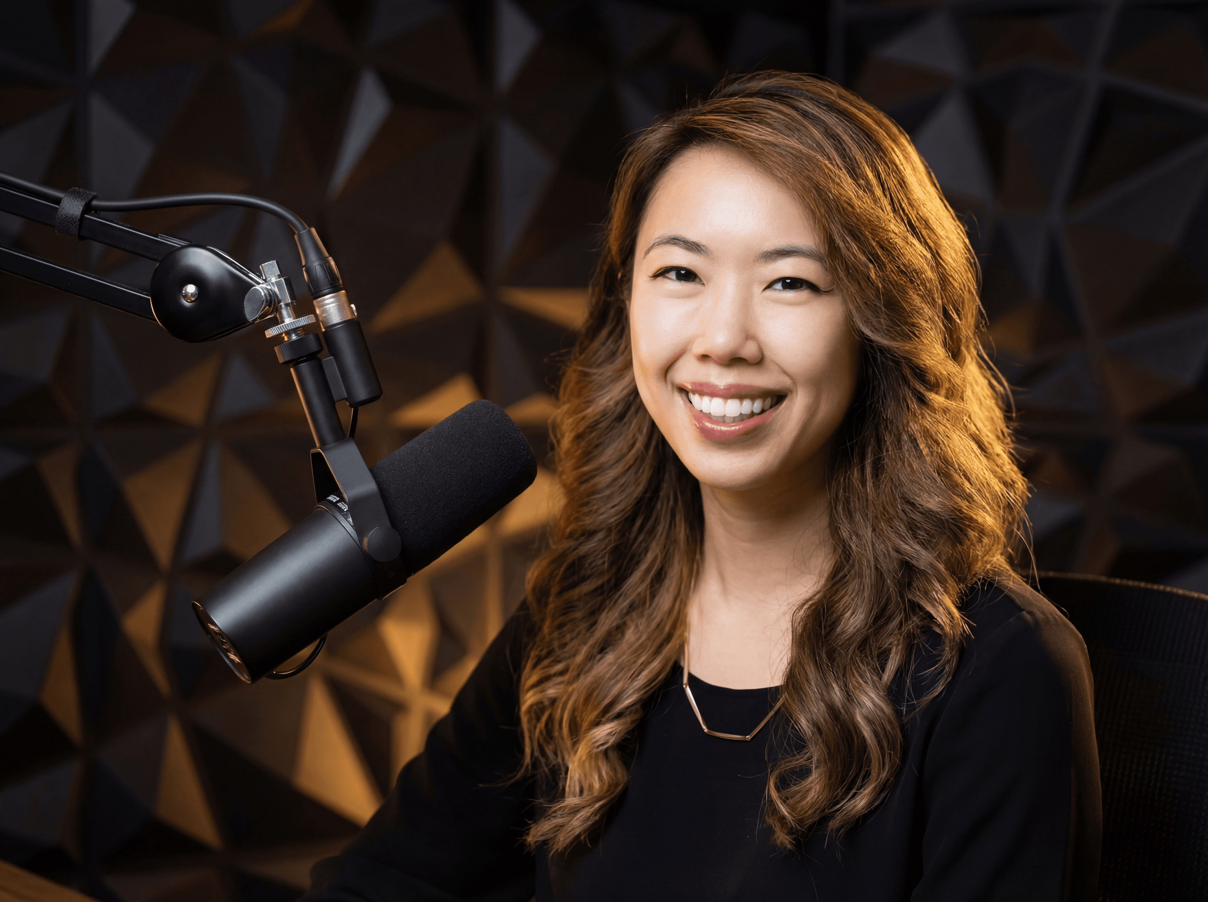 Hillary Lin recording The Longevity Show