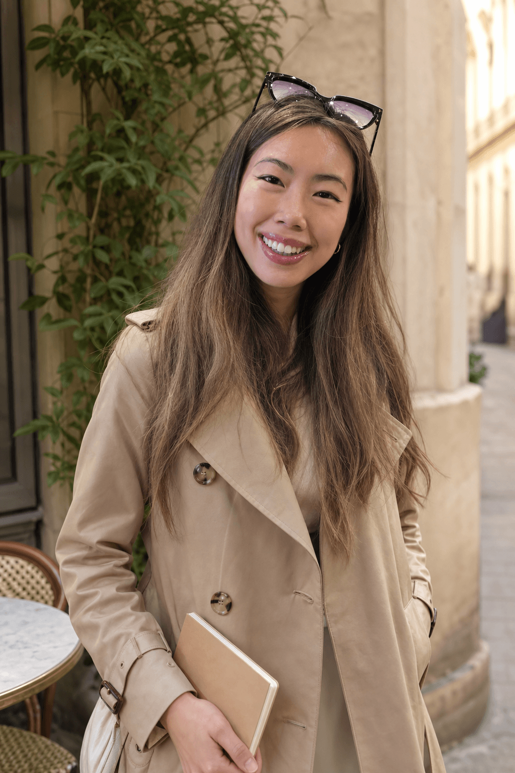 Hillary Lin, MD outdoors in a casual trench coat