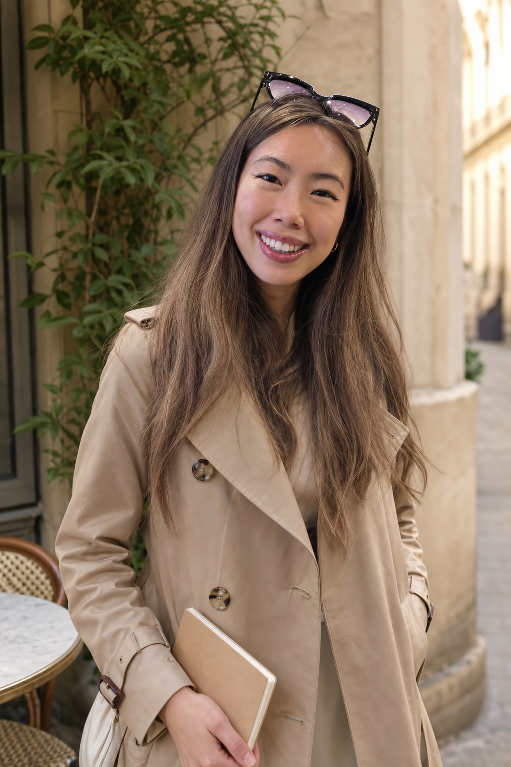 Hillary Lin, MD outdoors in a casual trench coat
